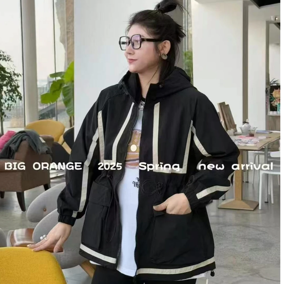 2025大橘子1506春季新款单层连帽风衣外套