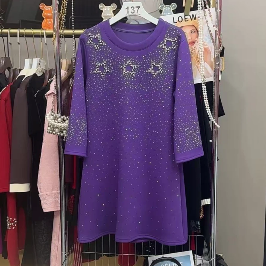 2025新款时尚气质重工烫钻显瘦高端连衣裙