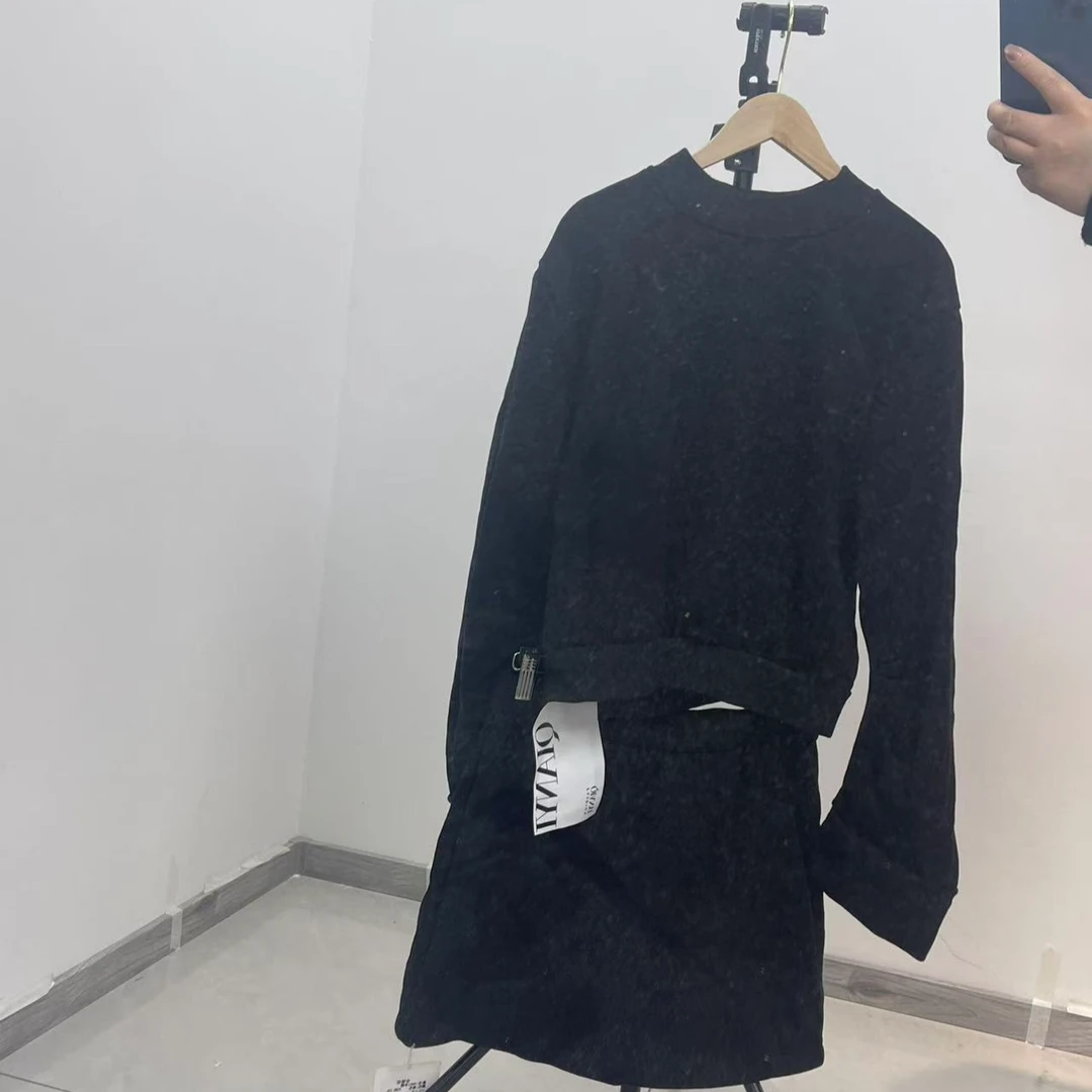 卫衣裙女休闲套装长袖气质时尚百搭黑色