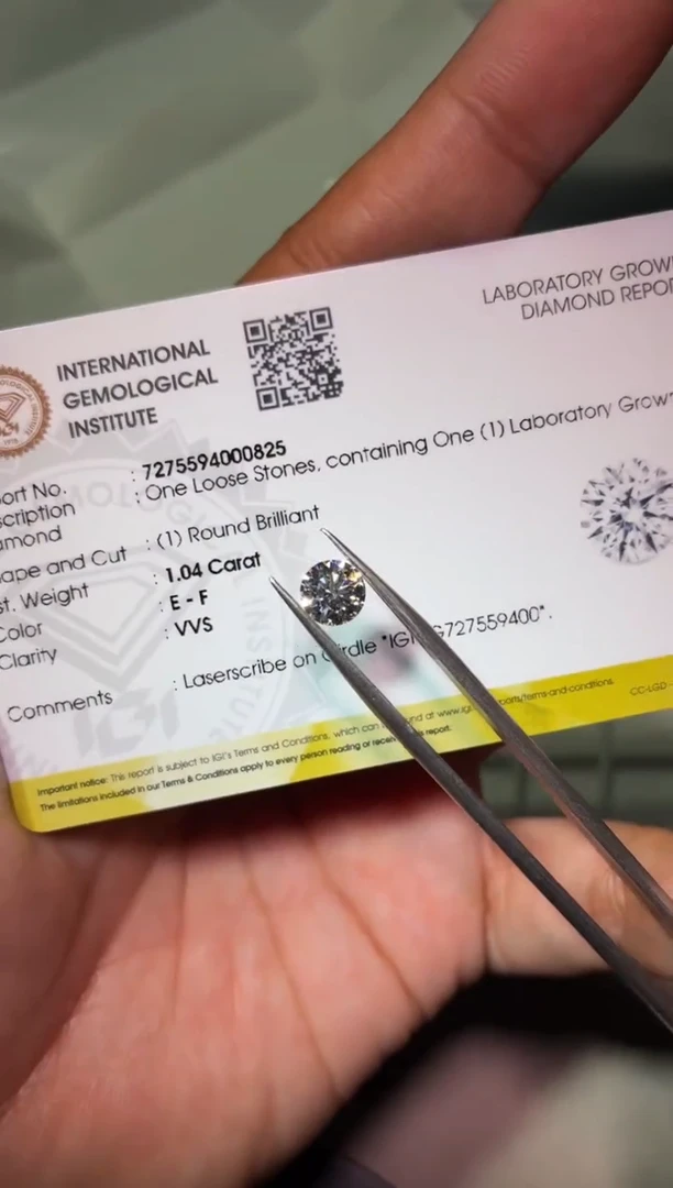 裸石实验室培育钻石1.04ct 圆钻 LG727559400