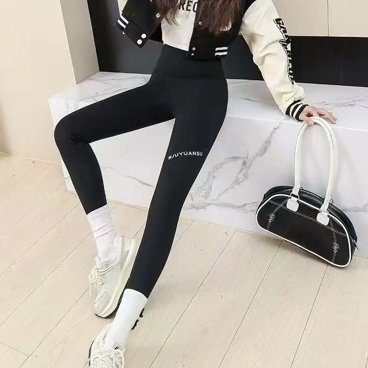 2025新款口袋芭比裤女外穿春秋高腰弹力显瘦紧身裤子打底裤YW06