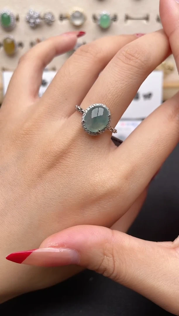 【闪购商品】翡翠戒指银S925镶嵌一物一证一礼盒