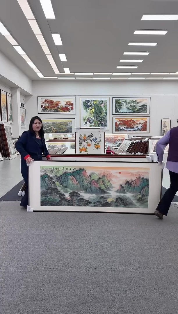 国画手绘  219*88  旭日东升