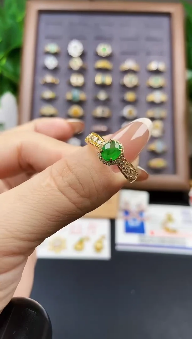 银S925镶嵌戒指翡翠12