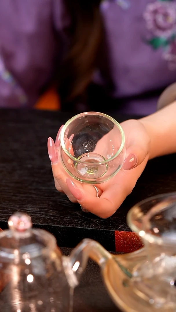 暗香疏影/圆融杯/手工彩璃窨底/湖绿