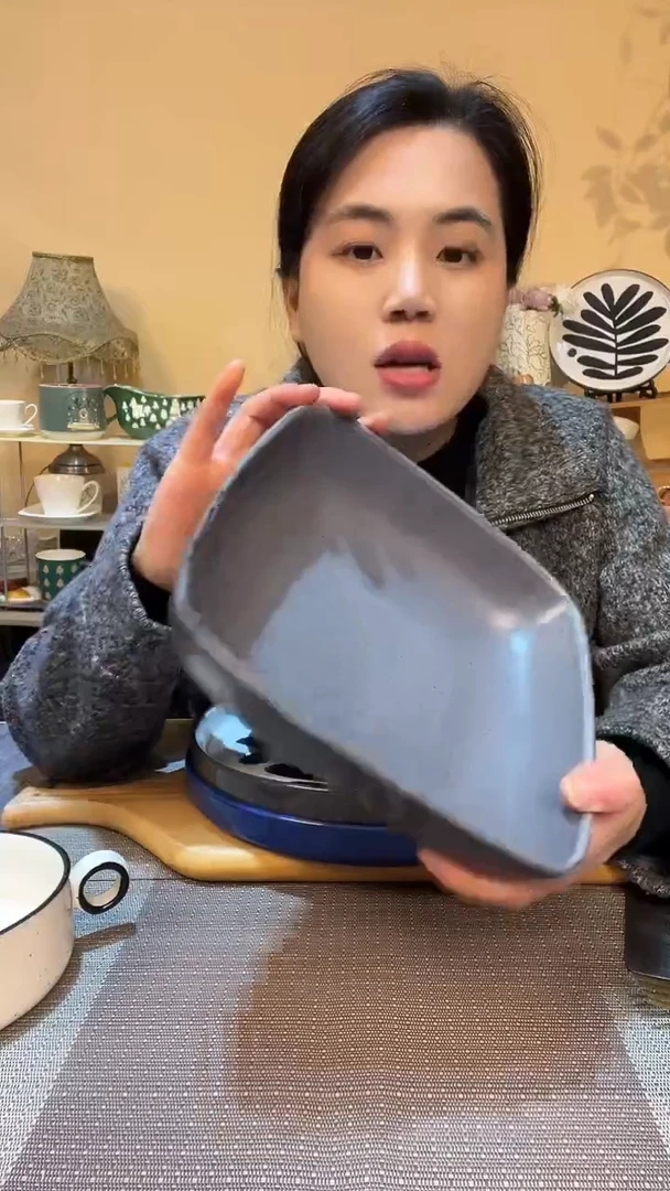 瓷片8英寸复古方碗 微瑕介意勿拍