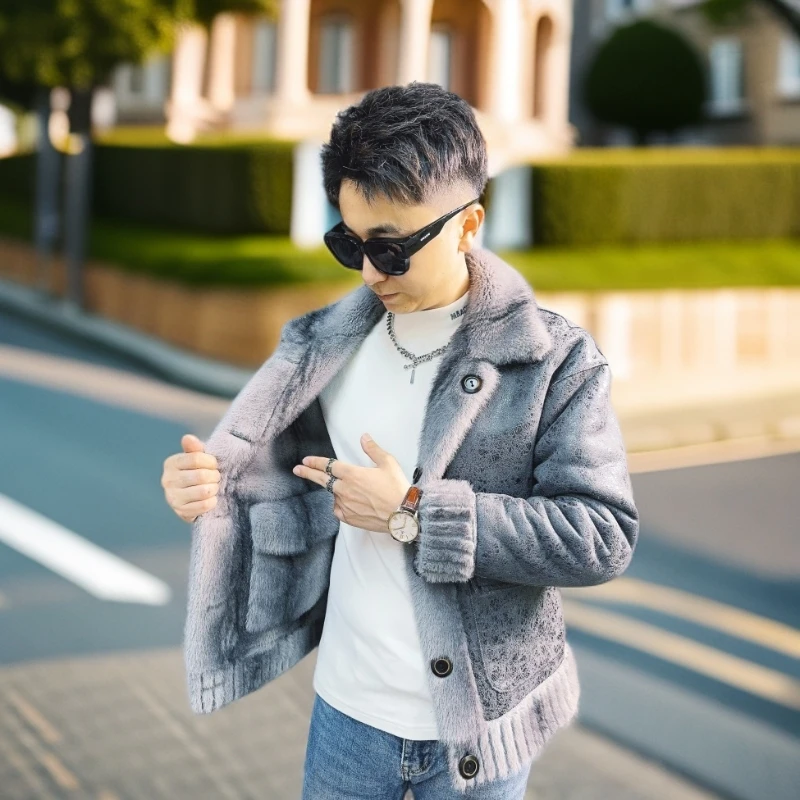 海宁源头高端男士休闲秋冬季新款时尚保暖立翻领加厚两面夹克外套