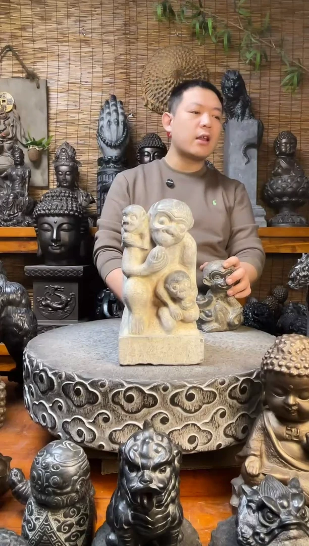 石材（****店30辈辈封猴天然青石雕刻