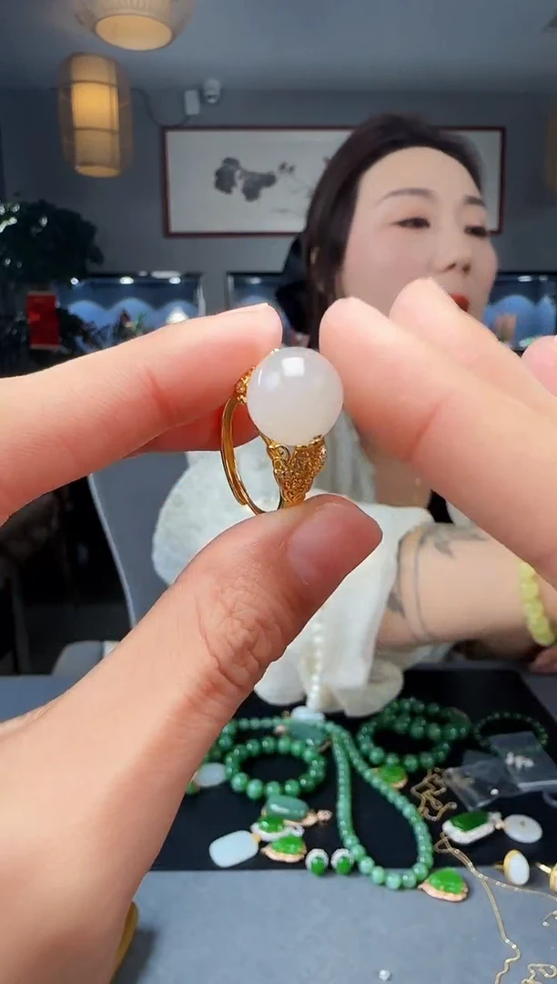 【闪购商品】和田玉戒指银S925镶嵌1