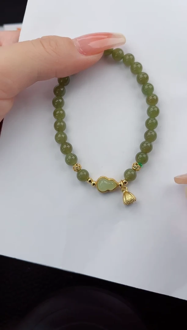 【闪购商品】和田玉手串未镶嵌555岚钻微色差T