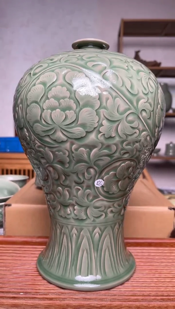 瓷器420史军贤纯手工虞美人瓶