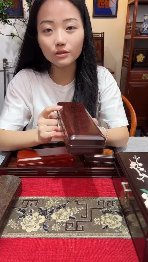紫檀木类成套家具天地盖文盒  一木挖  一物一拍