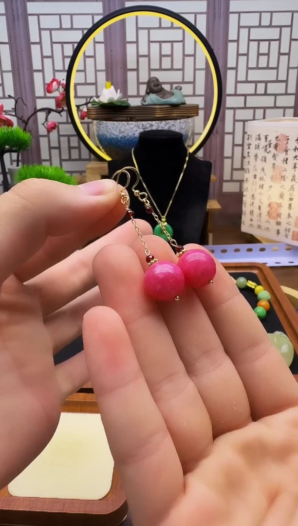 碧玺耳饰14K金镶嵌E190