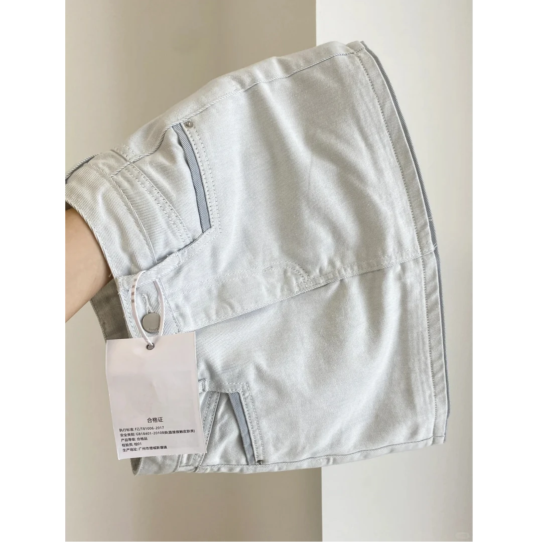 银灰色高腰包臀半身短裙女2025夏季小清新显瘦百搭有内衬防走光