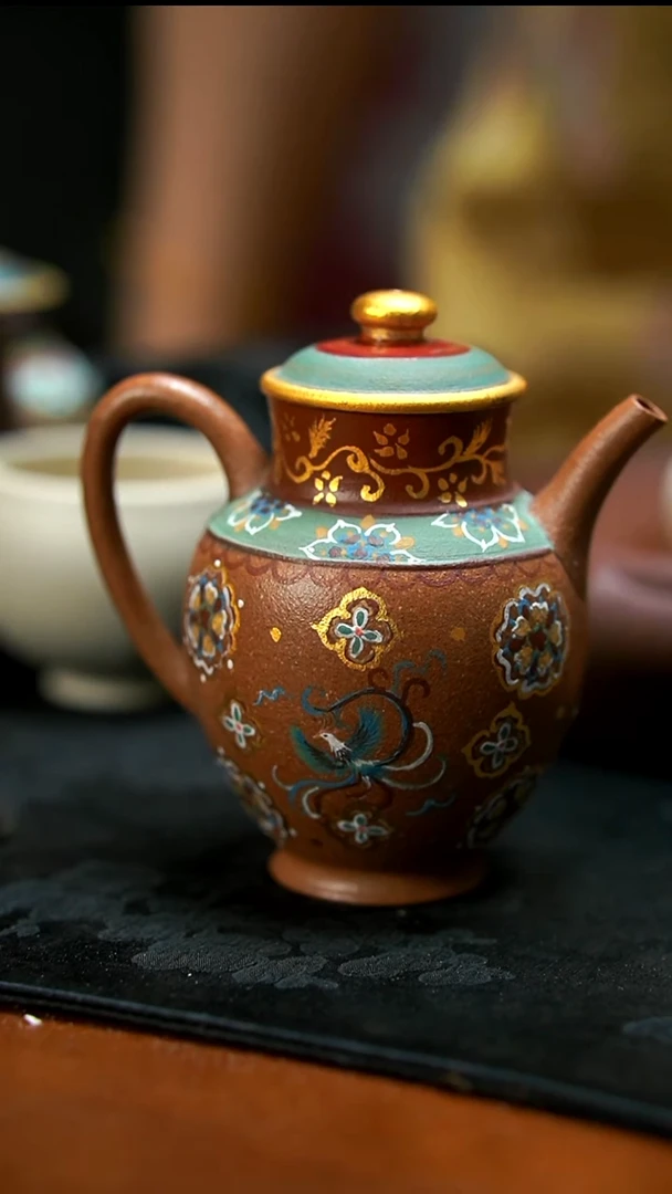 茶壶紫砂降坡汉福皮球花壶