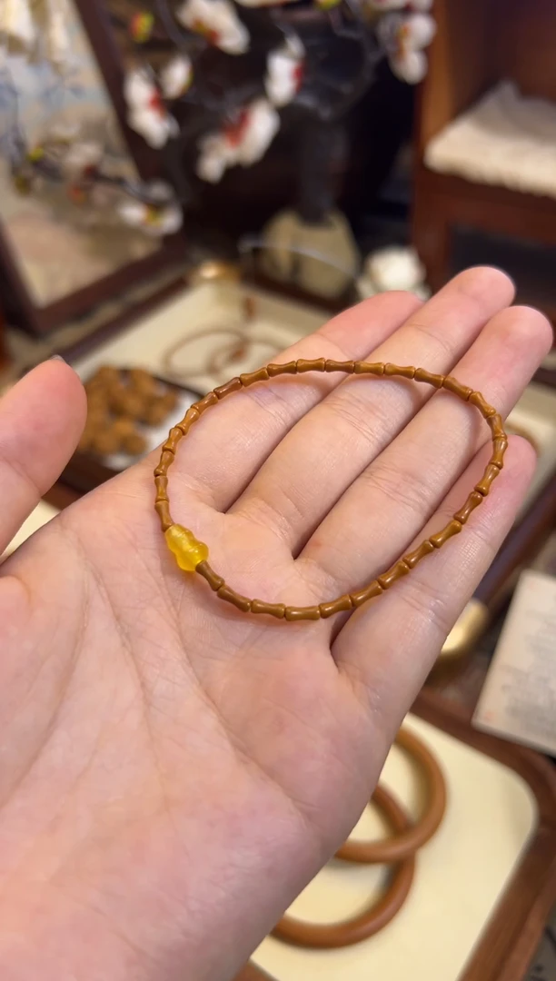 手串桃核【桃缘行】竹节「黄色葫芦」桃木桃核辟、挡、驱、护 备注手围