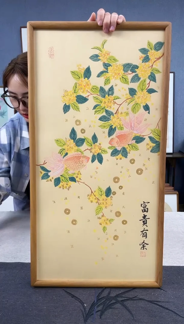 【闪购商品】国画手写手绘带框作品-35*68-桂花