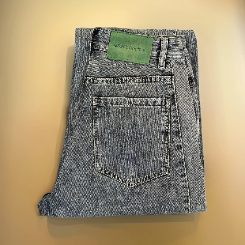 休闲时尚牛仔裤日式复古男士无弹宽松直筒水洗百搭