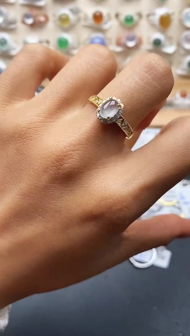 银S925镶嵌戒指翡翠缅甸天然A货翡翠2 3-3