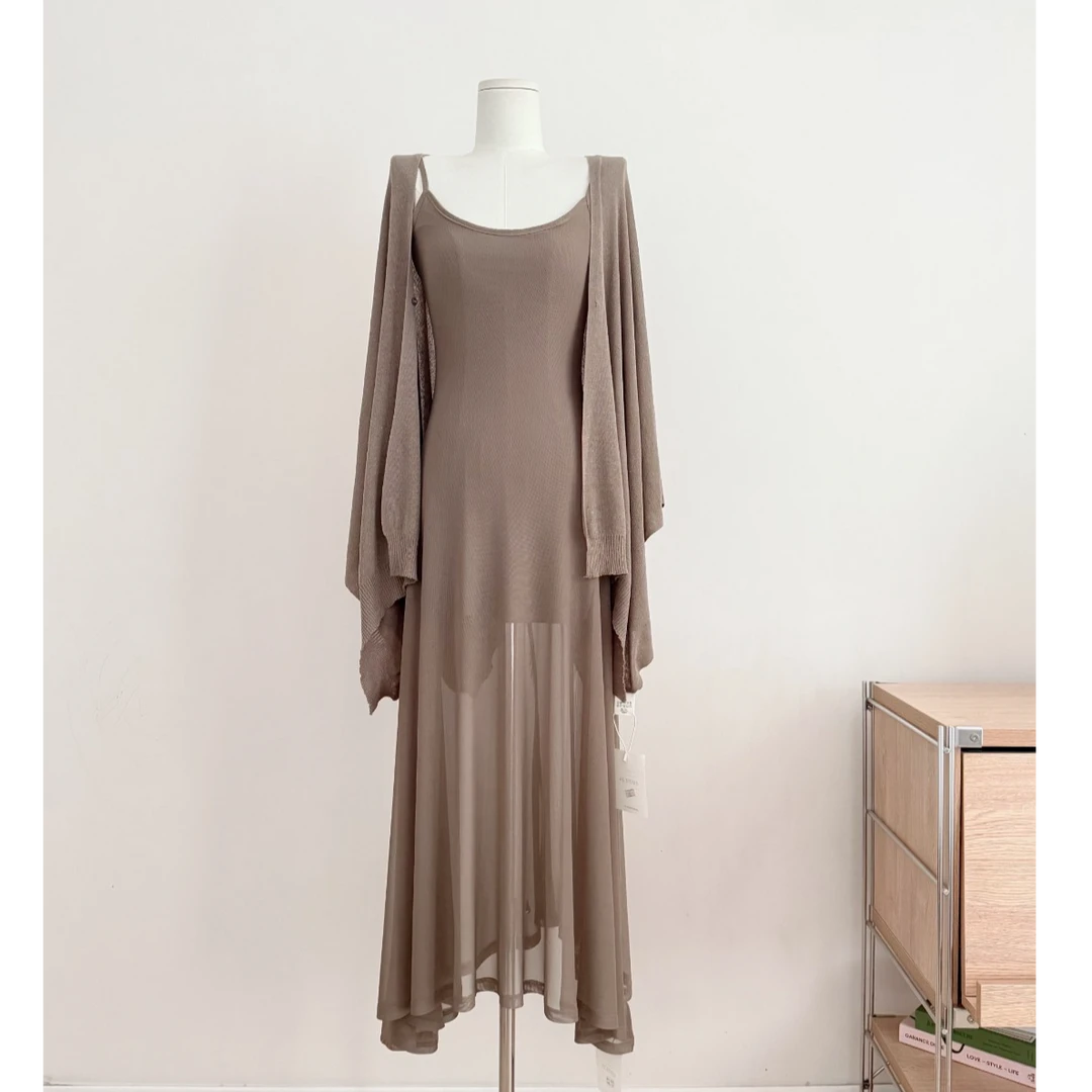 亚麻•气质美学3.0/休闲显瘦收腰连衣裙披肩两件套