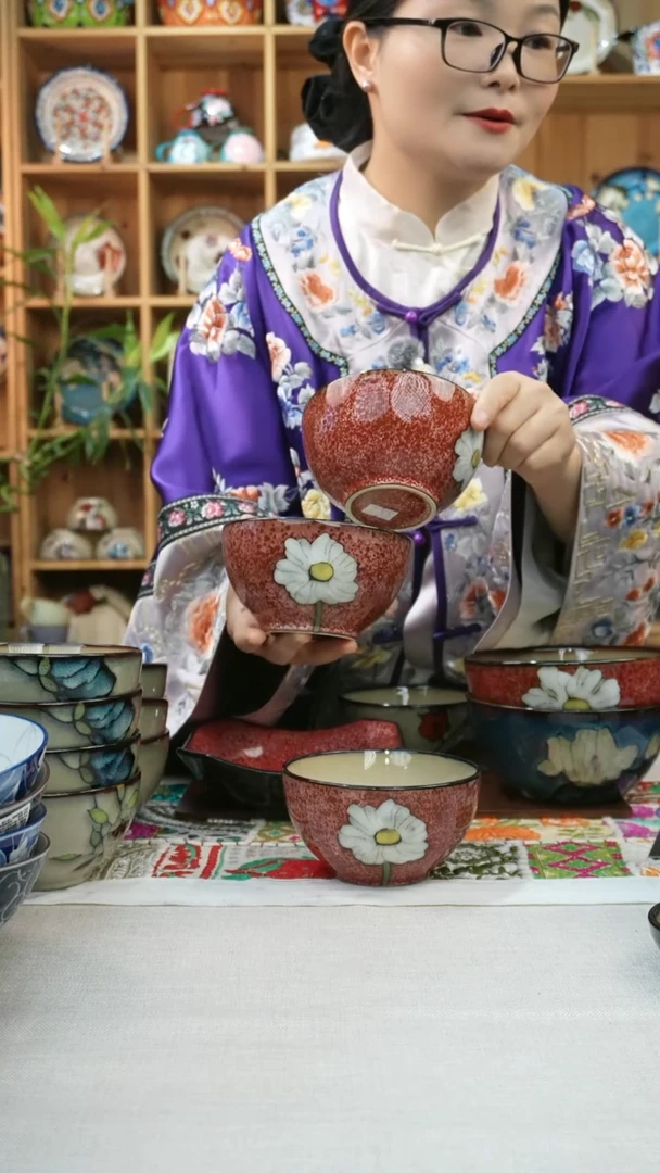 瓷片小可陶瓷高温四只米饭碗
