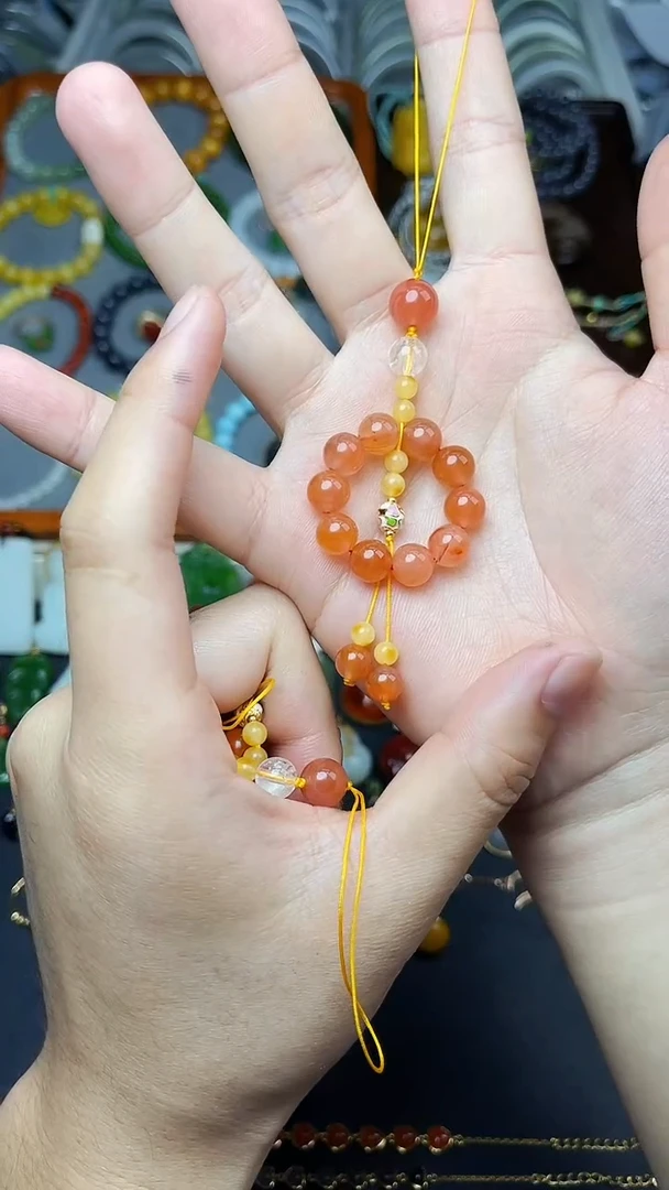 颈饰未镶嵌南红玛瑙手机挂  06