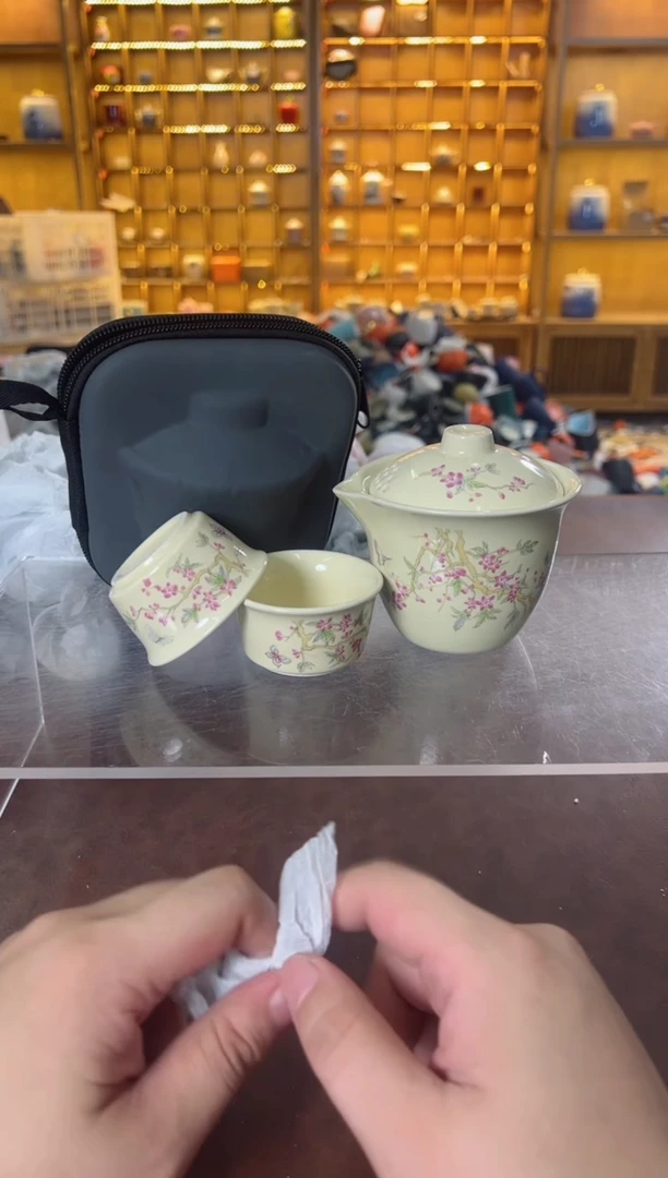 瓷片鸣盏居11111紫藤花旅行茶具