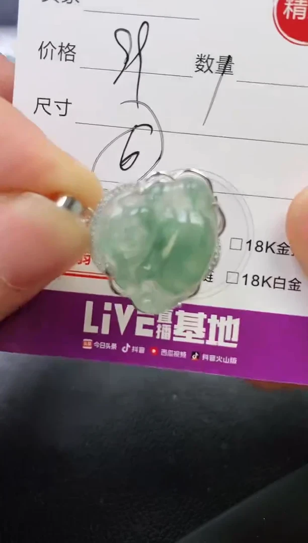 颈饰银S925镶嵌翡翠肉挂件