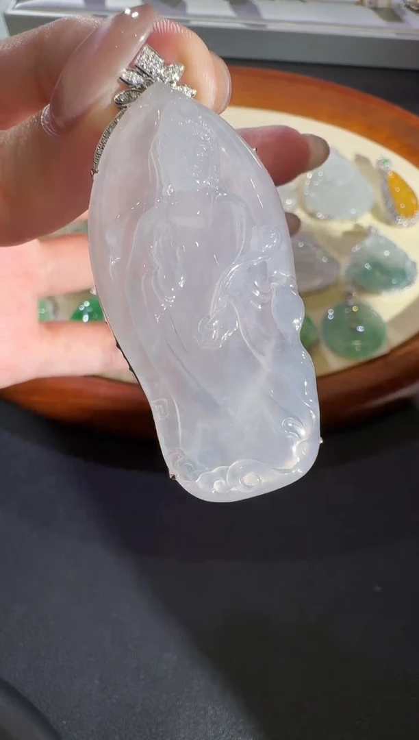 翡翠18K金镶嵌吊坠(不含链)【源头工厂】钻石镶嵌