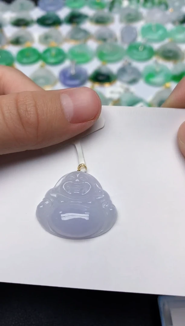 颈饰18K金镶嵌翡翠天然缅甸A货翡翠百元以上9元证书费自理