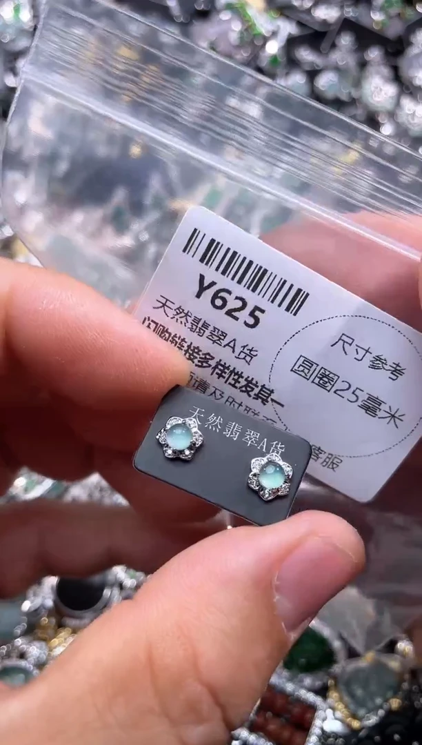 【闪购商品】翡翠颈饰未镶嵌Y625耳钉