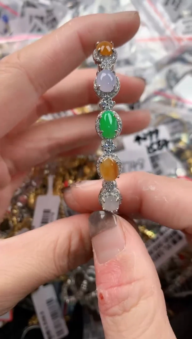 银S925镶嵌戒指翡翠444   3
