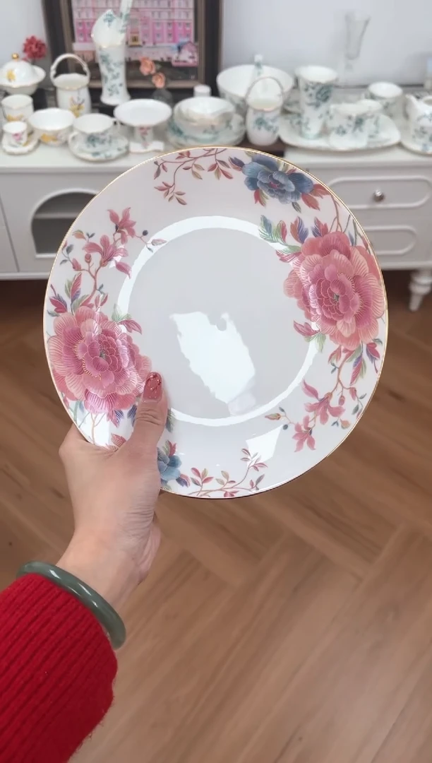 【闪购商品】碗牡丹高骨骨瓷2个盘