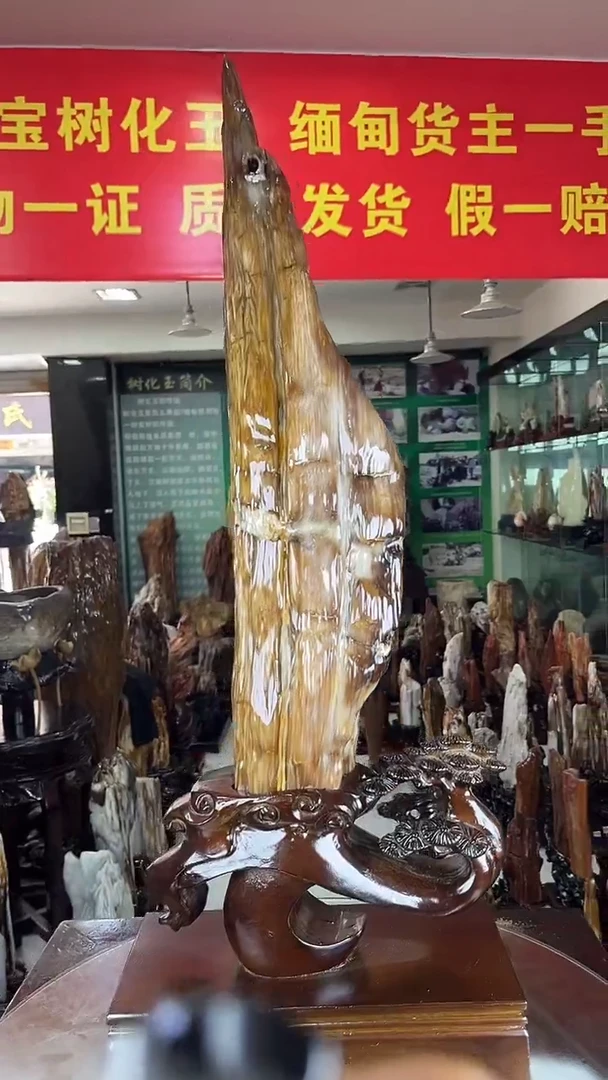 缅甸天然树化玉摆件