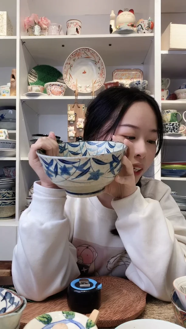 陶瓷【微瑕】黄泥桔梗拉面碗17cm