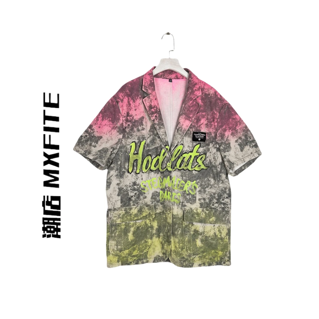 MXFITE潮店春季新款街头渐变手绘涂鸦迷彩西装（RDR5086）