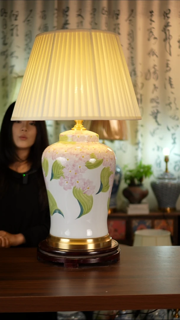陶瓷绣球花陶瓷台灯
