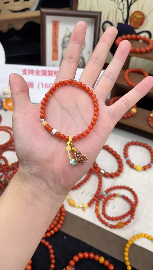 未镶嵌手串南红玛瑙南红单圈蜜蜡手串QF-A465