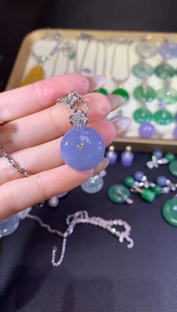 翡翠18K金镶嵌吊坠(不含链)72-扣子（多样性发货一件不含链与扣头