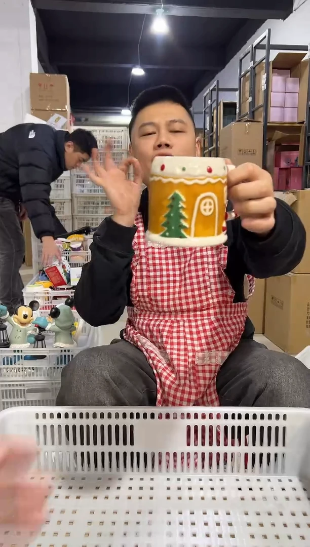 【闪购商品】杯陶瓷圣诞雪屋水杯