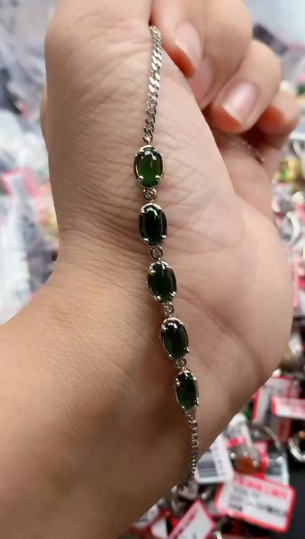 银S925镶嵌戒指翡翠天然A货缅甸翡翠
