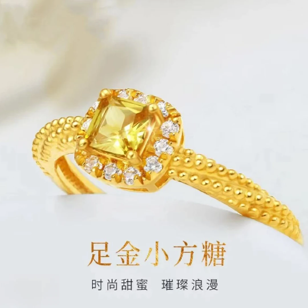 【赛菲尔五一节日礼物】足金999小方糖活口戒指仙女必备轻奢精致
