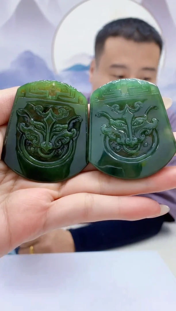 定制翡翠未镶嵌4898MM-毛货两件挂件156
