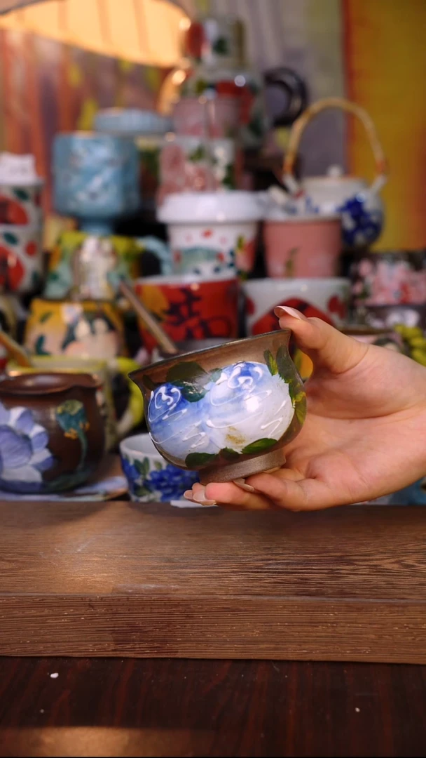 杯子陶泥垚手作 景德镇手工手绘陶瓷器物