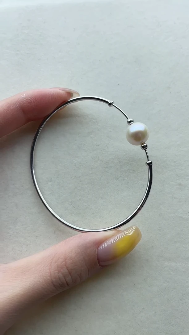 银S925镶嵌淡水珍珠手镯13