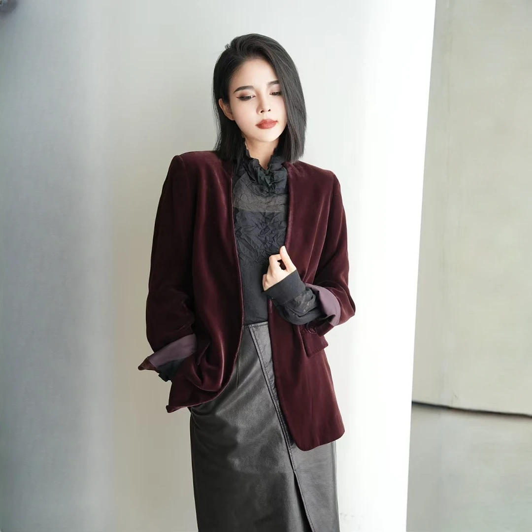 POPULARYW【梅洛-西装】Z·R上品屋 高级感时髦正肩长袖纯色西装外套