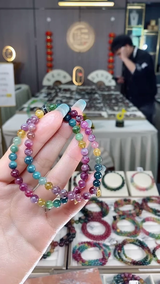 未镶嵌老矿碧玺色标彩虹单圈手串5mm+碧玺多样性发一条mz