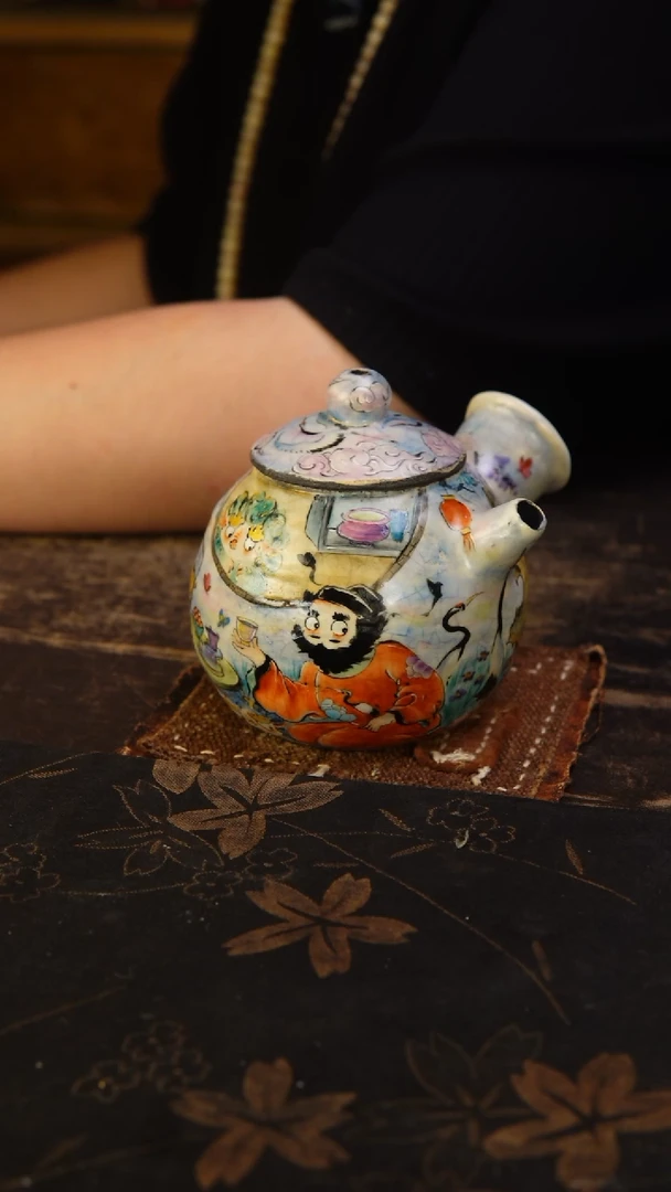 旁舍园园  钟馗围炉煮茶侧把壶  可加热350ml