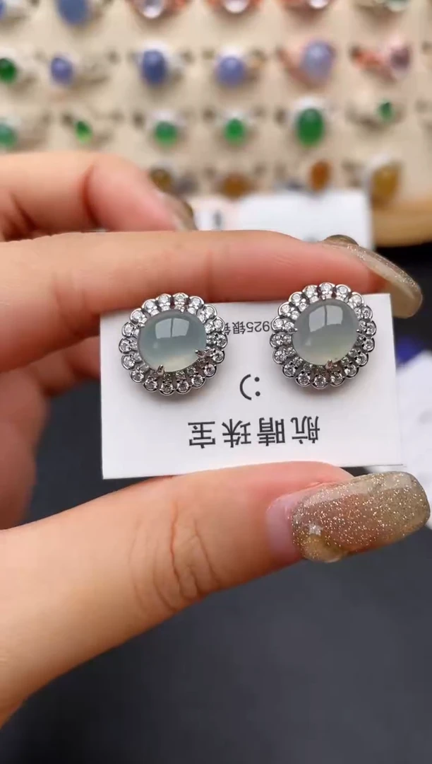 翡翠戒指银S925镶嵌一物一证一礼盒