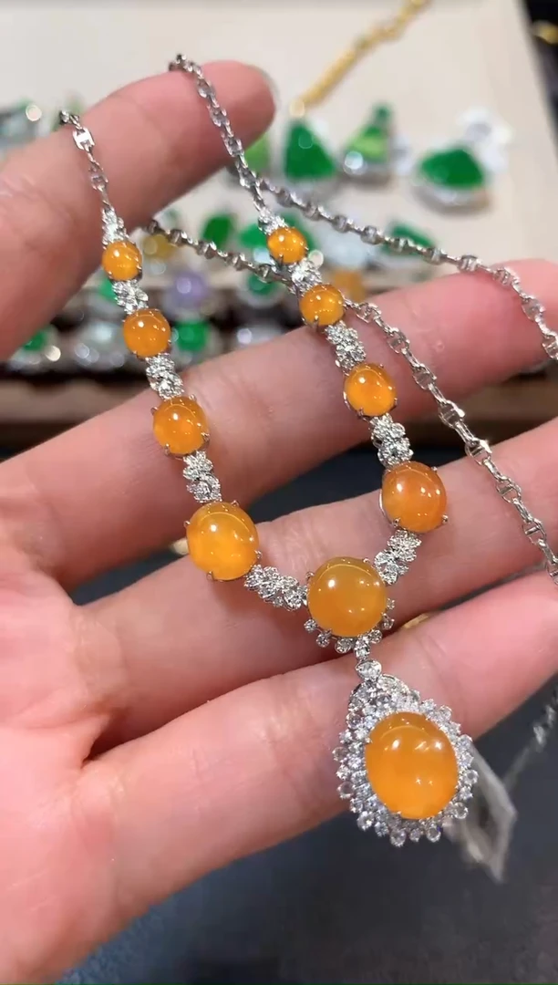 翡翠18K金镶嵌项链c106多样性一件发货